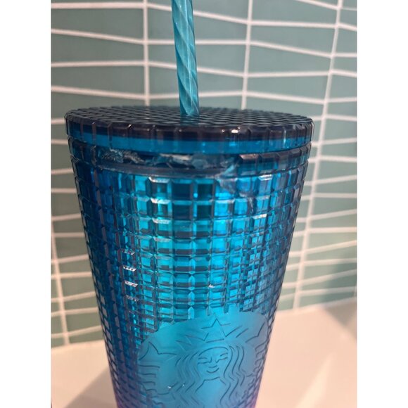 Starbucks Gradient Ombre Blue Pink Yellow Studded Tumbler With Straw 24 Oz Cup - Picture 3 of 8
